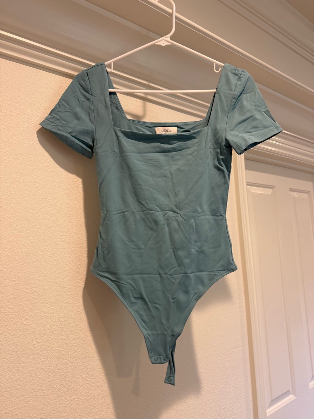 Aritzia Teal Short-Sleeve One-Piece Bodysuit